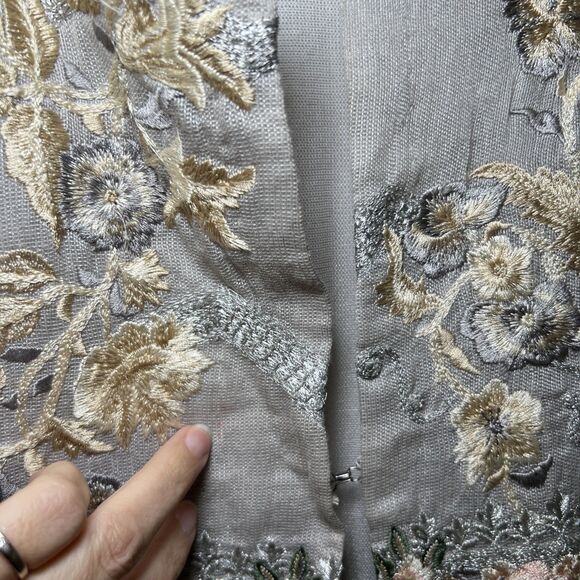 Sana Safinaz Embroidered Open Front Coat Jacket Small Fairycore Ethereal Floral - Picture 13 of 14